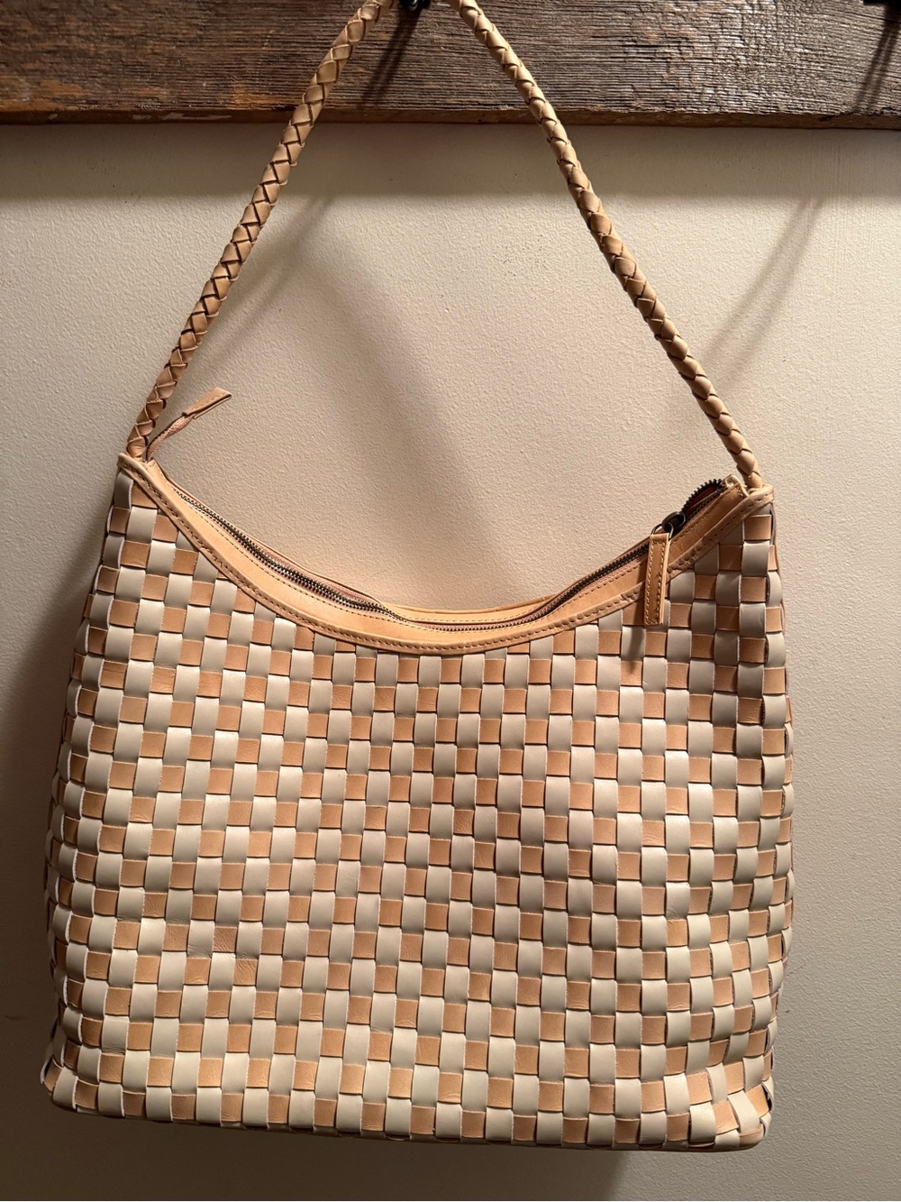 BEMBIEN CREAM & CARAMEL CHECK MARNI LARGE BAG